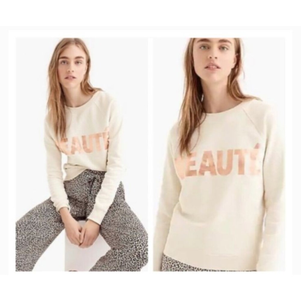 J. Crew Women's “Beauty” Graphic Print Sweatshirt size M NWOT